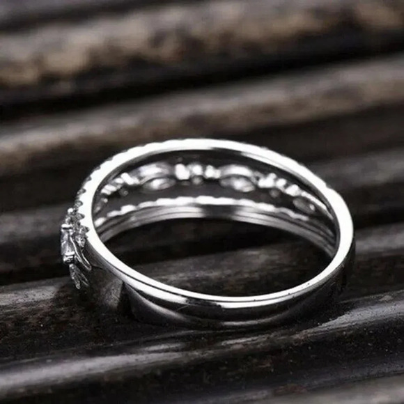✨Eternity 925 Silver Plated CZ Three  Stackable Dainty Ring for Women, UNVN12319 - Picture 4 of 6